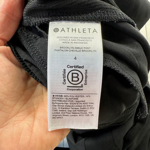 Athleta Pants Women 4 Black Brooklyn Ankle Pull On Travel Casual Stretch Minimal - Picture 5 of 12